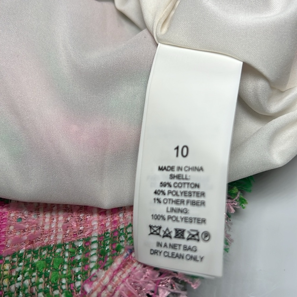 Kate Spade Pink and Green Plaid Tweed Dress/ 10 - Picture 12 of 14